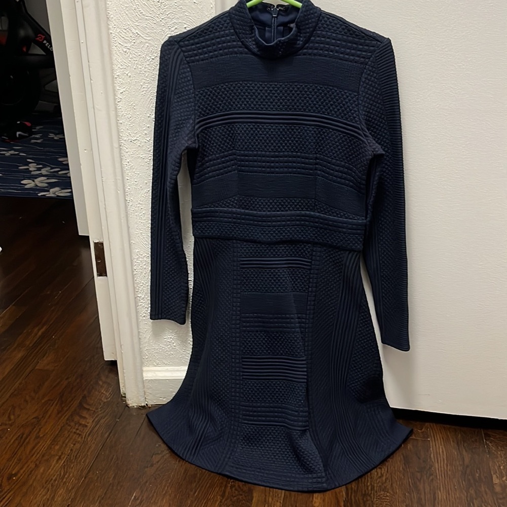 Adria Moss Navy mock neck textured knit dress 4